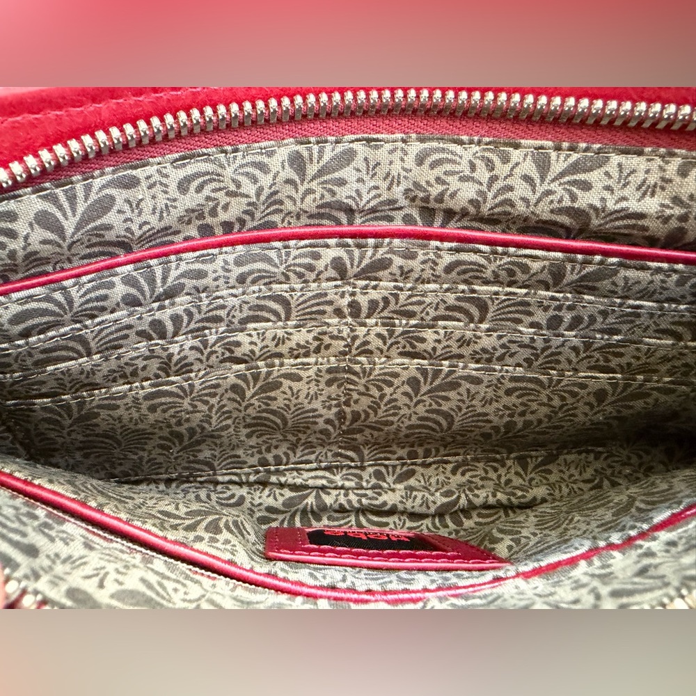 HOBO Berry Red Leather Zipper Envelope Clutch - Picture 7 of 9